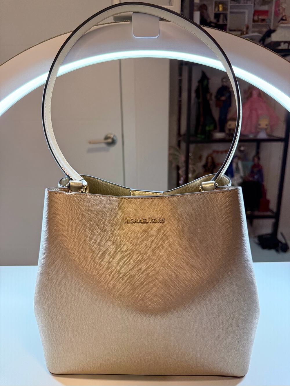 Michael Kors Champagne Gold Leather Shoulder Bag